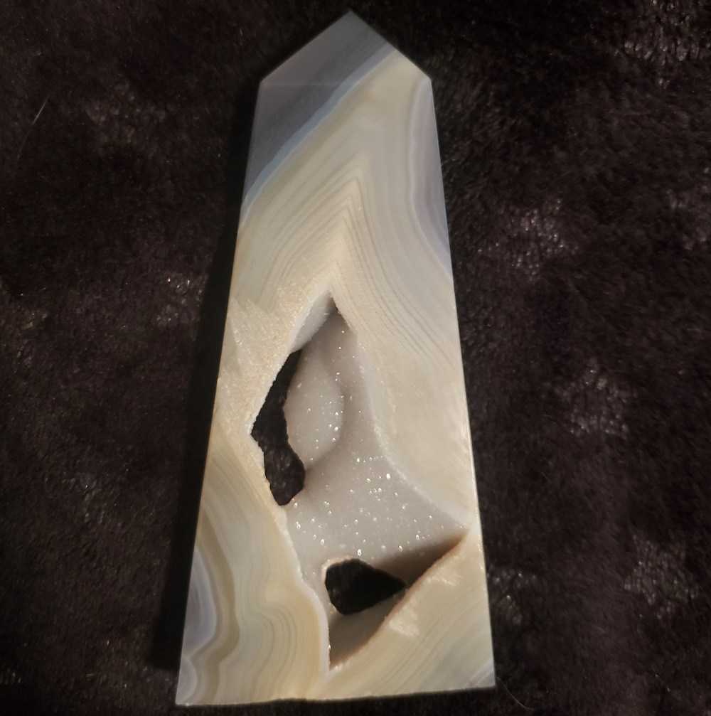 *Statement Piece* Banded Druzy Botswana Agate Obelisk Tower